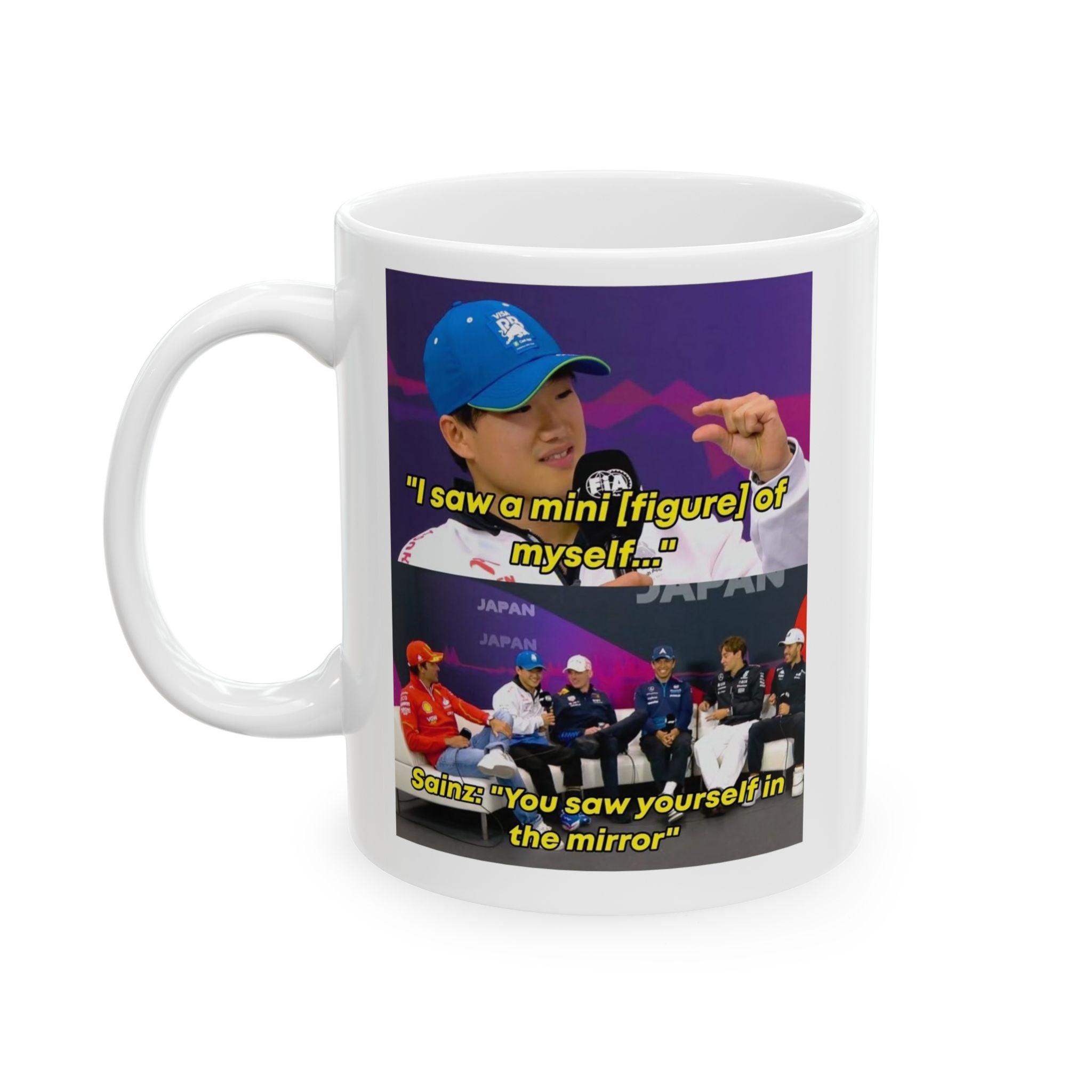 Yuki Tsunoda F1 Driver Meme Ceramic Mug | Racing Joke Coffee Cup