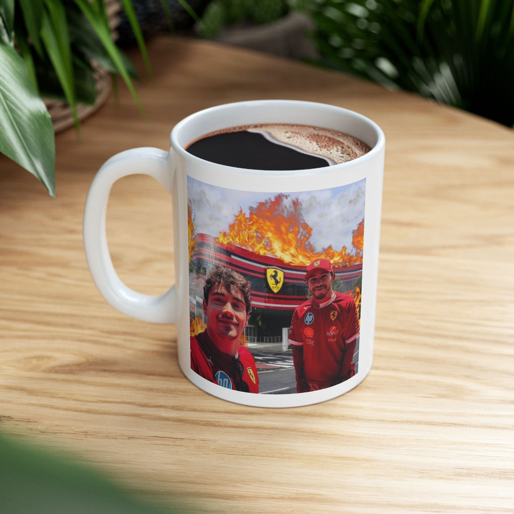 Lewis Hamilton & Charles Leclerc F1 Ferrari Drivers Meme Mug
