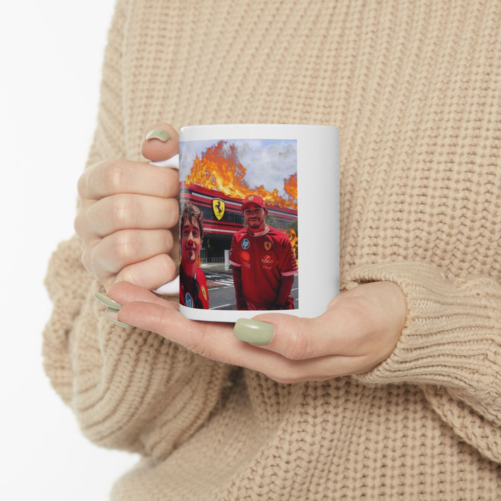 Lewis Hamilton & Charles Leclerc F1 Ferrari Drivers Meme Mug