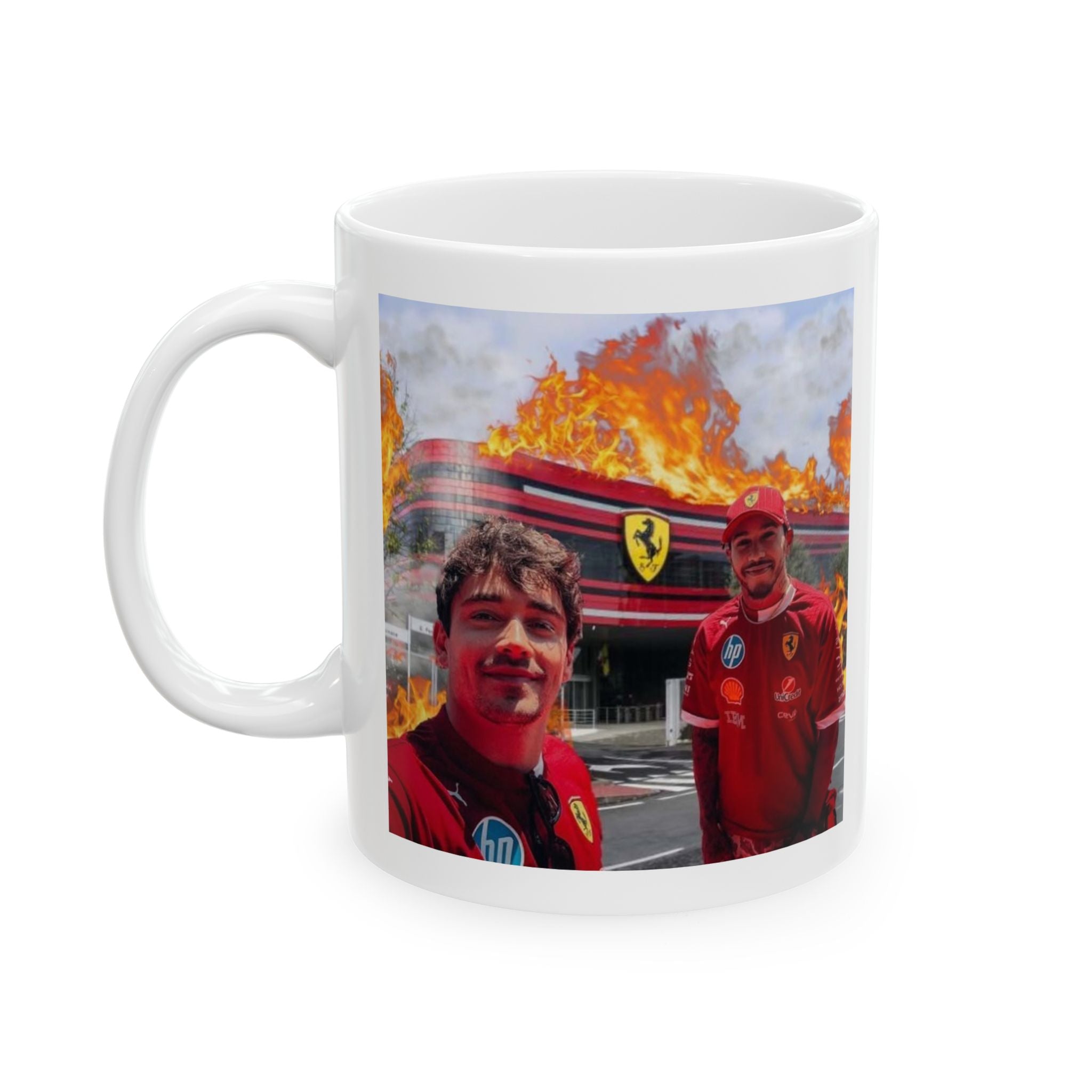 Lewis Hamilton & Charles Leclerc F1 Ferrari Drivers Meme Mug