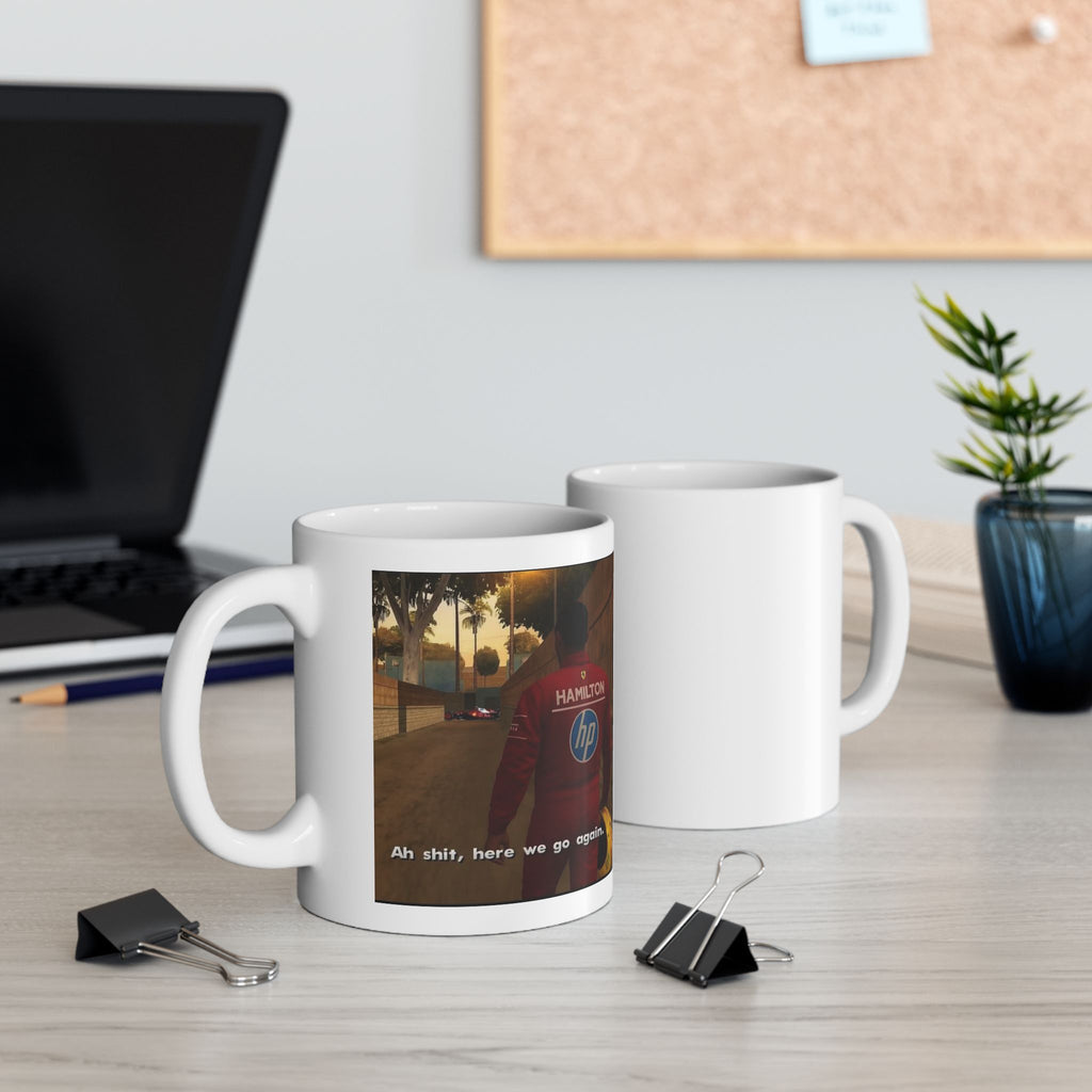 Ah S*** Here We Go Again Lewis Hamilton Ferrari Meme Mug